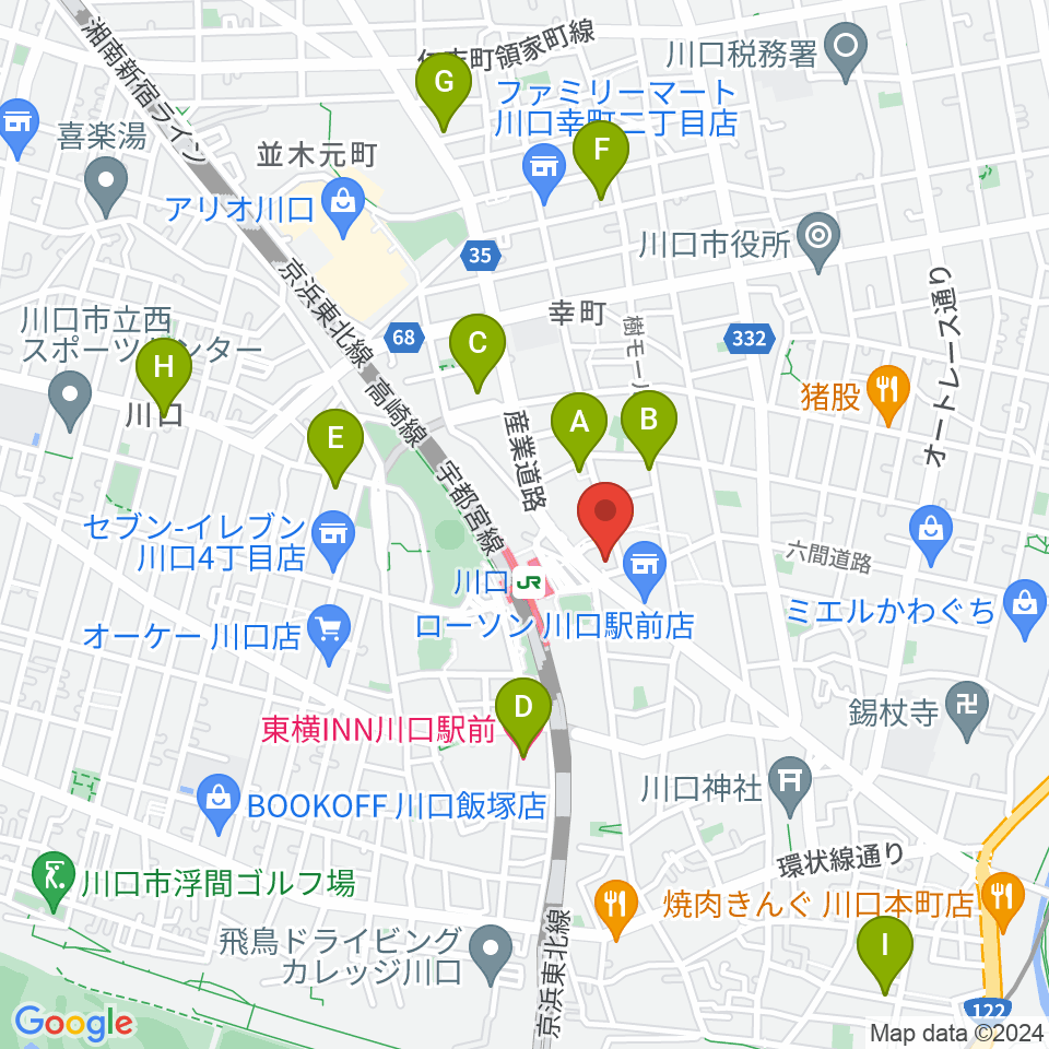 島村楽器 かわぐちキャスティ店周辺のホテル一覧地図