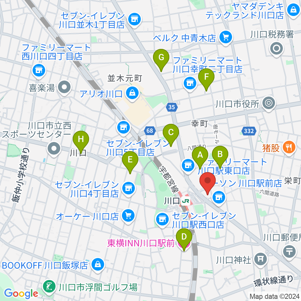 島村楽器 かわぐちキャスティ店周辺のホテル一覧地図