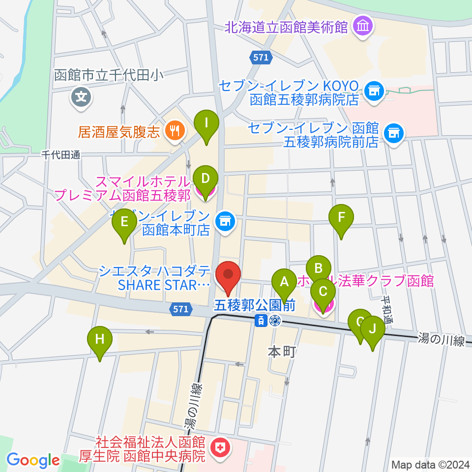 Gスクエア（函館コミュニティプラザ）周辺のホテル一覧地図