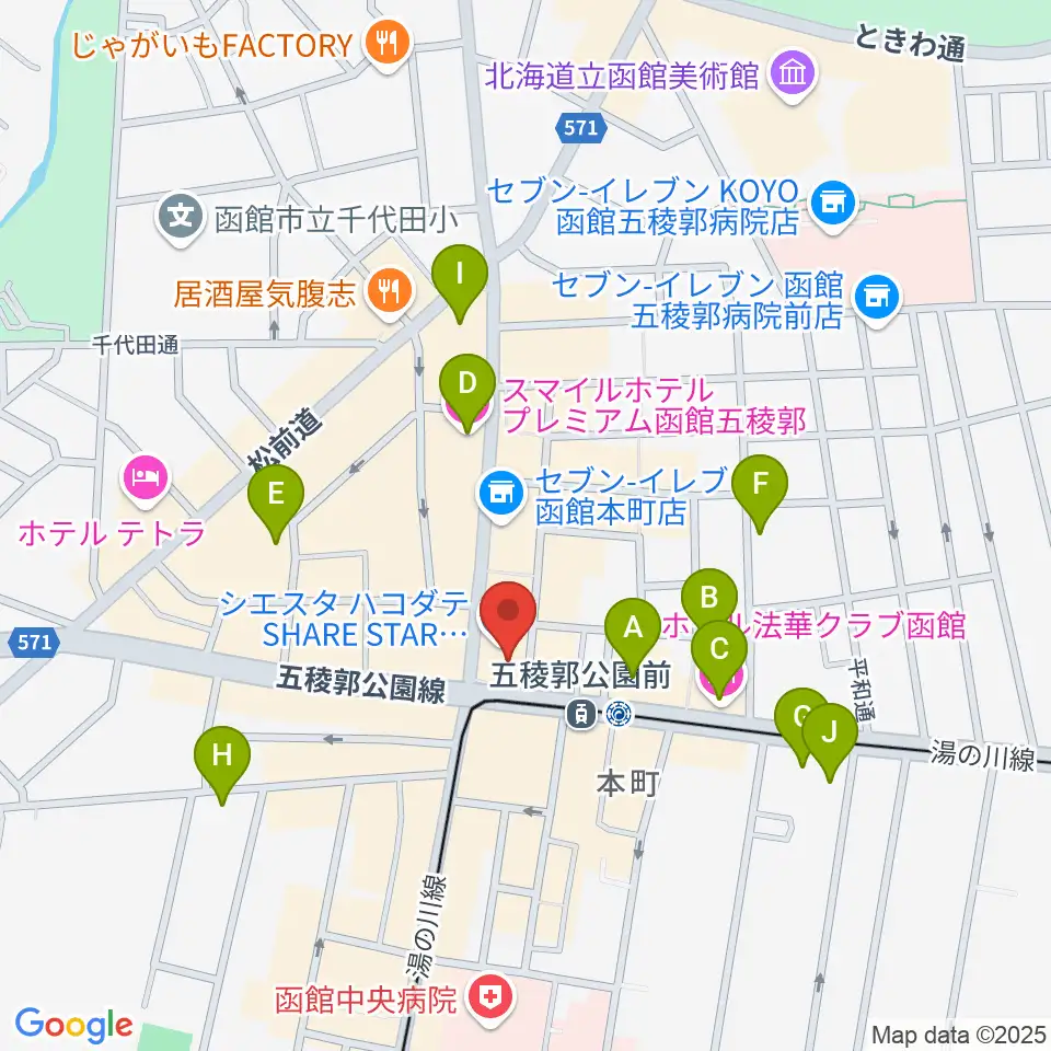 Gスクエア(函館コミュニティプラザ)周辺のホテル一覧地図