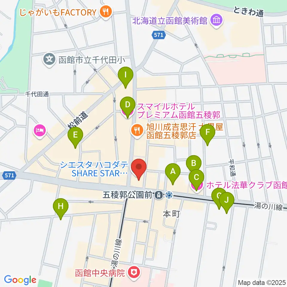 Gスクエア(函館コミュニティプラザ)周辺のホテル一覧地図