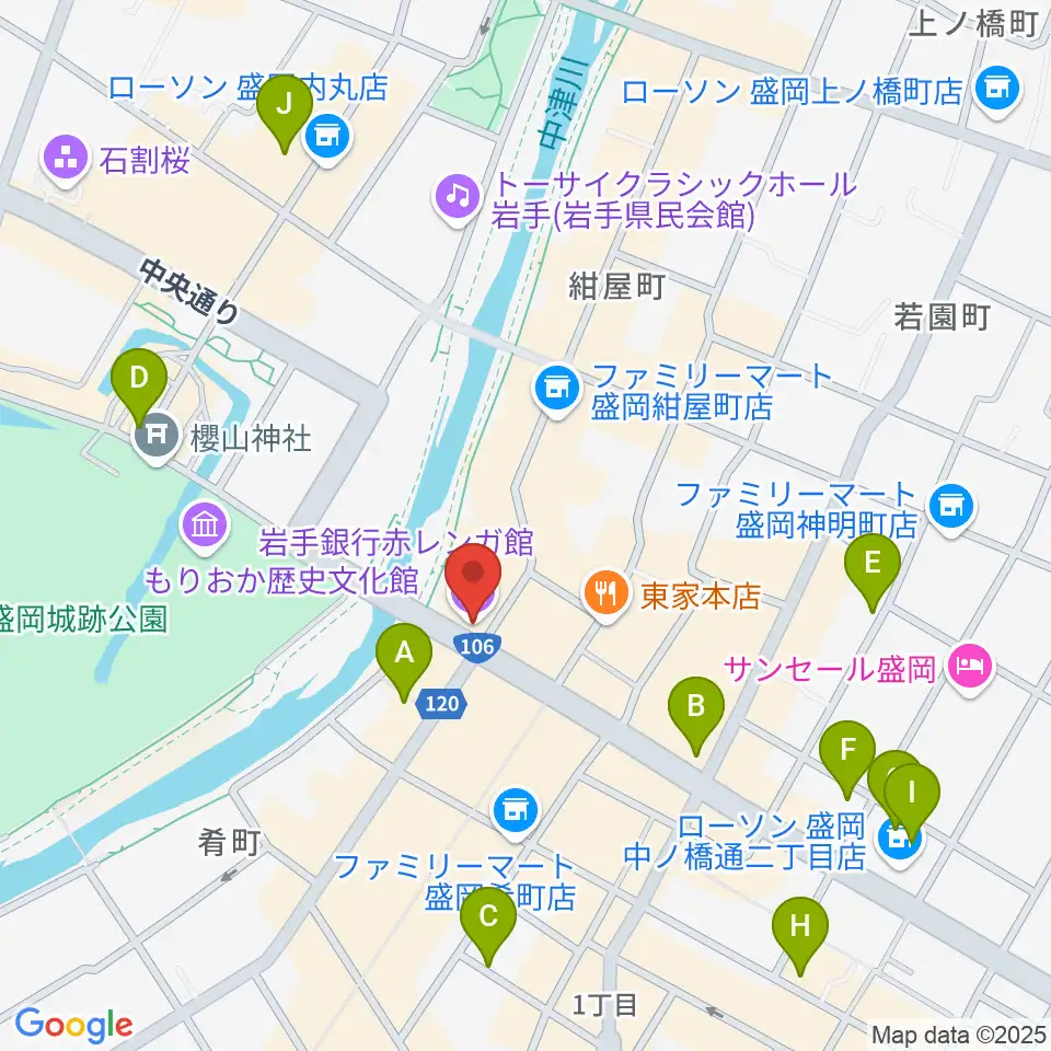 岩手銀行赤レンガ館周辺のホテル一覧地図