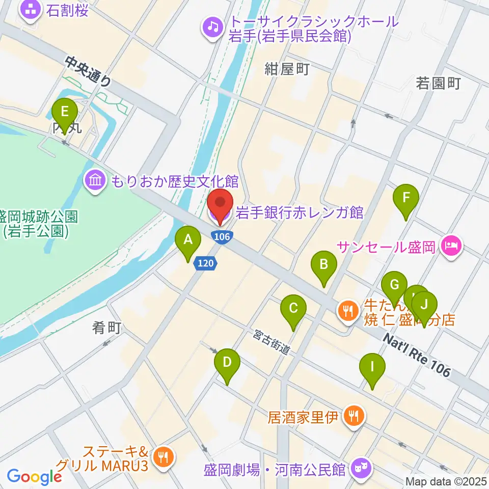 岩手銀行赤レンガ館周辺のホテル一覧地図