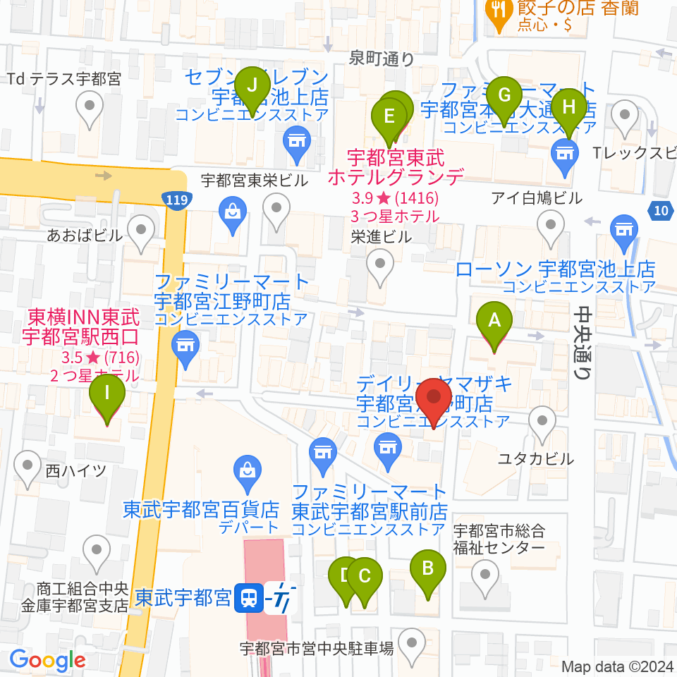 ミヤラジ 宇都宮コミュニティFM周辺のホテル一覧地図
