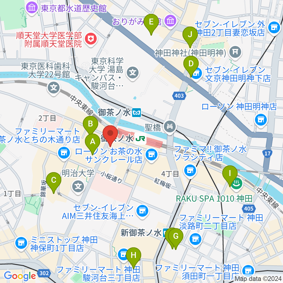 クロサワウインドお茶の水店周辺のホテル一覧地図