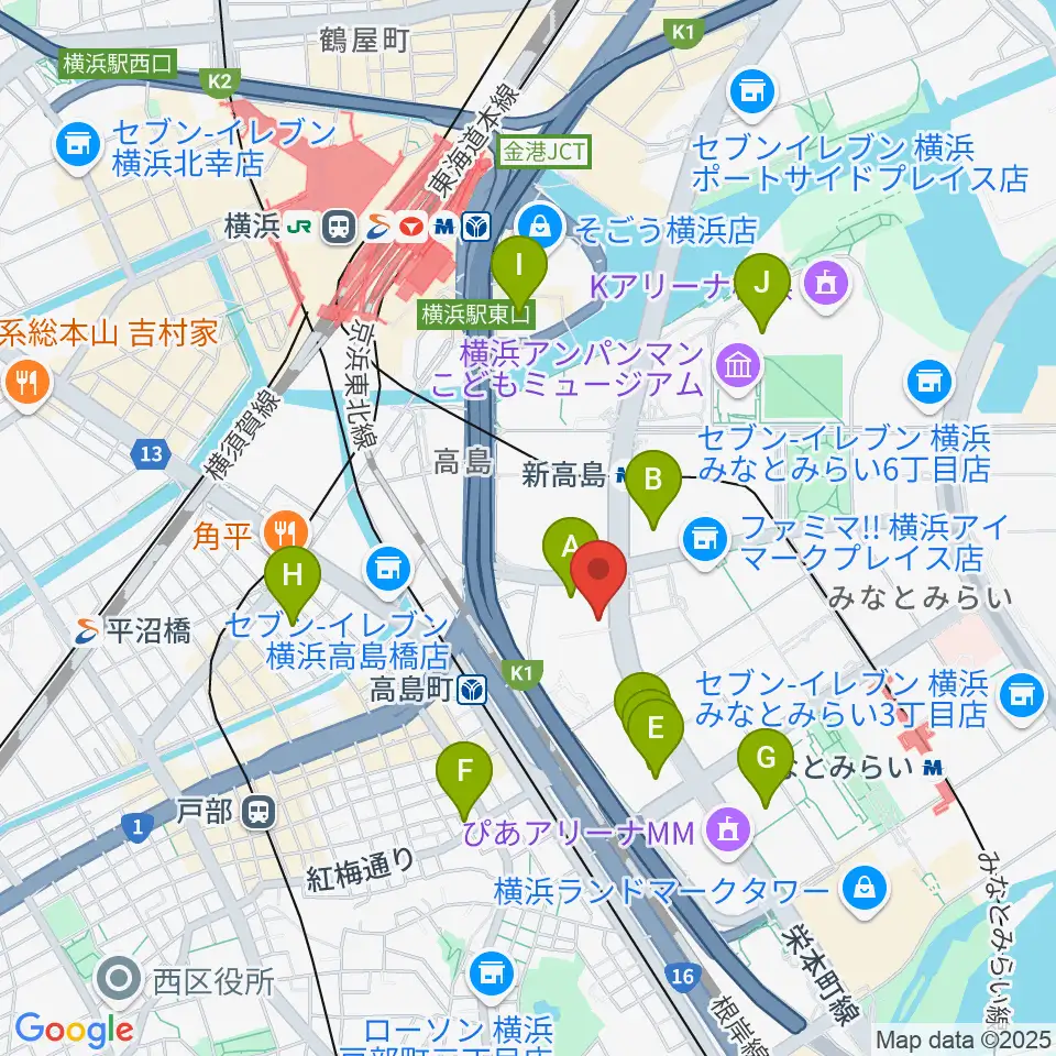 KT Zepp横浜周辺のホテル一覧地図