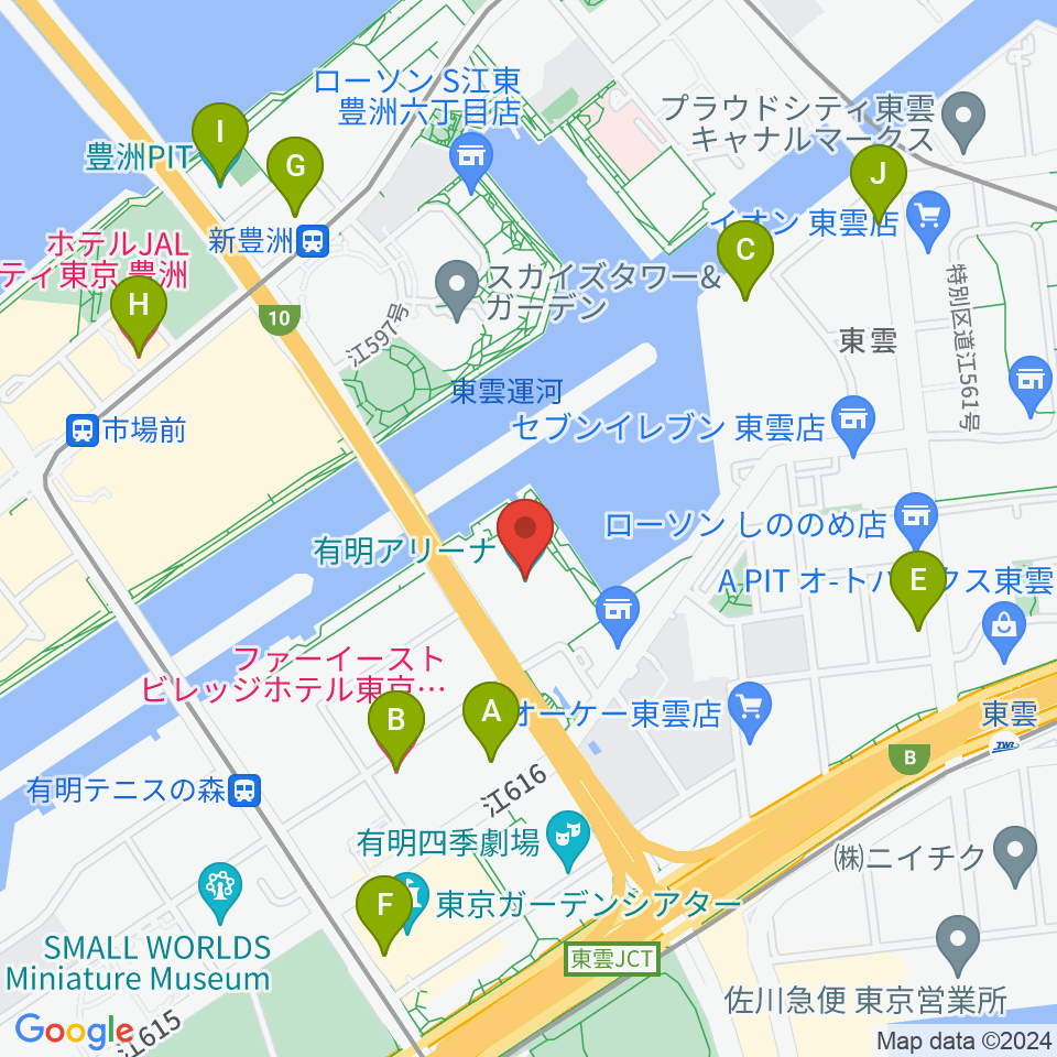 有明アリーナ周辺のホテル一覧地図