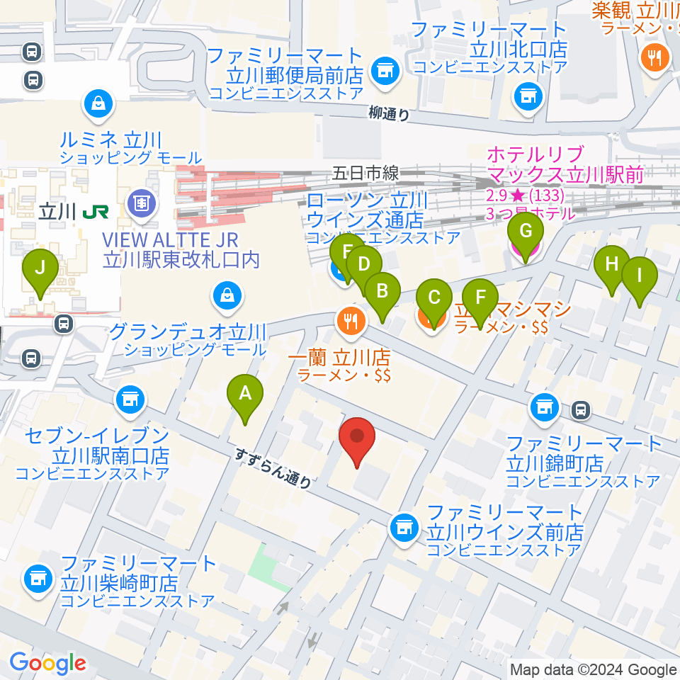 立川COSMIC HALL周辺のホテル一覧地図