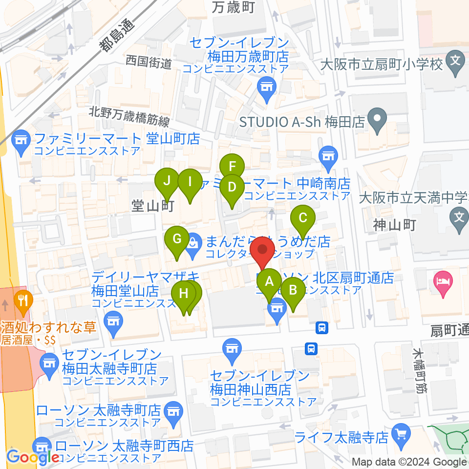 梅田バナナホール周辺のホテル一覧地図