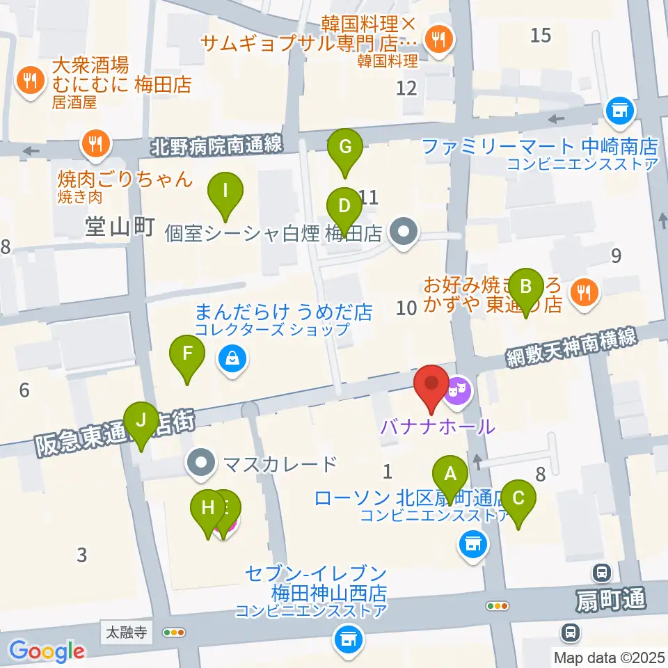 梅田バナナホール周辺のホテル一覧地図