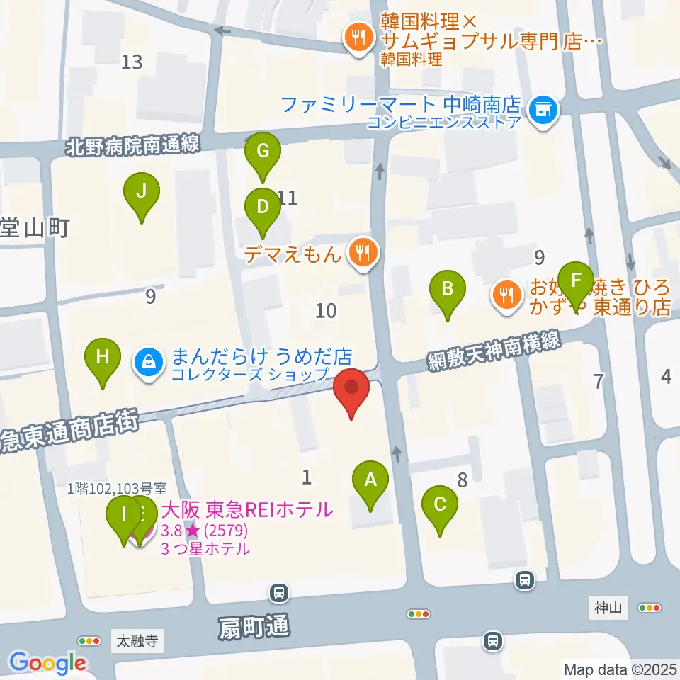 梅田バナナホール周辺のホテル一覧地図