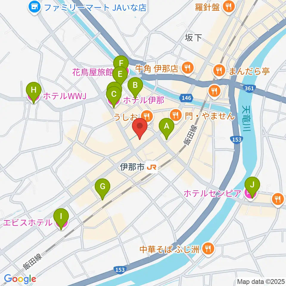 ニシザワいなっせホール周辺のホテル一覧地図