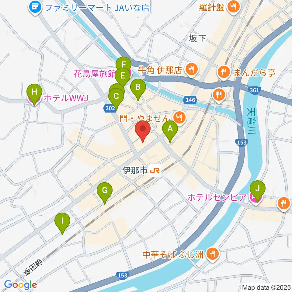 ニシザワいなっせホール周辺のホテル一覧地図