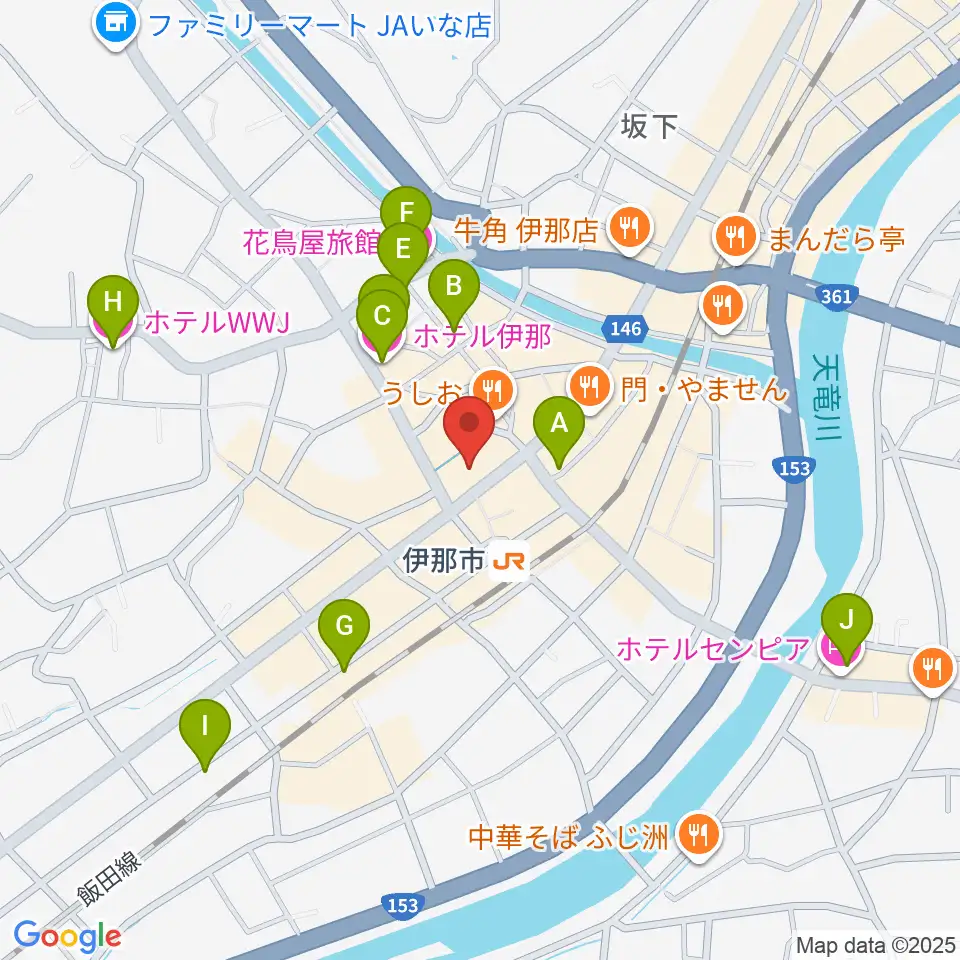 ニシザワいなっせホール周辺のホテル一覧地図