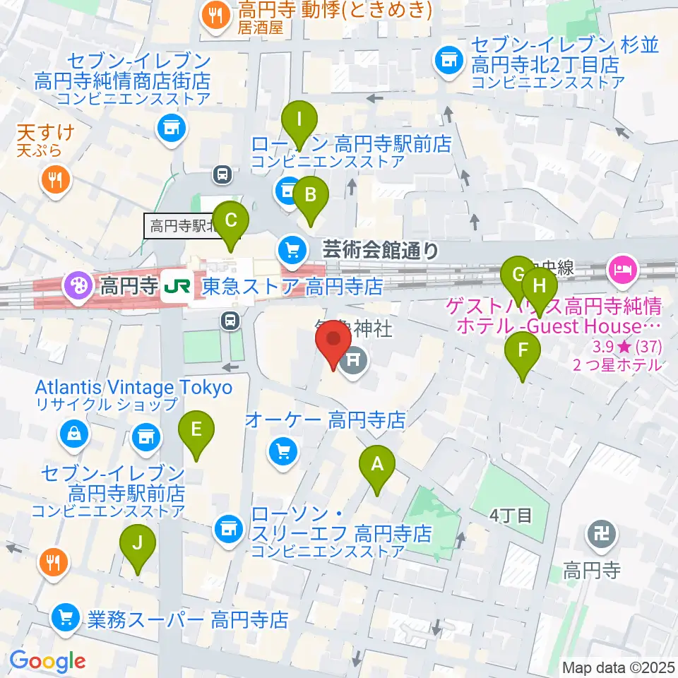 アトリエファンファーレ高円寺周辺のホテル一覧地図