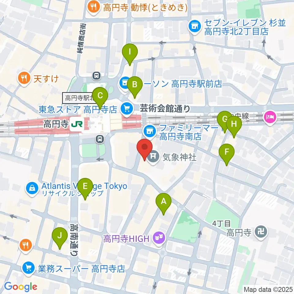 アトリエファンファーレ高円寺周辺のホテル一覧地図