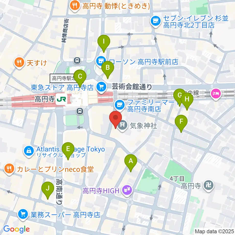 アトリエファンファーレ高円寺周辺のホテル一覧地図