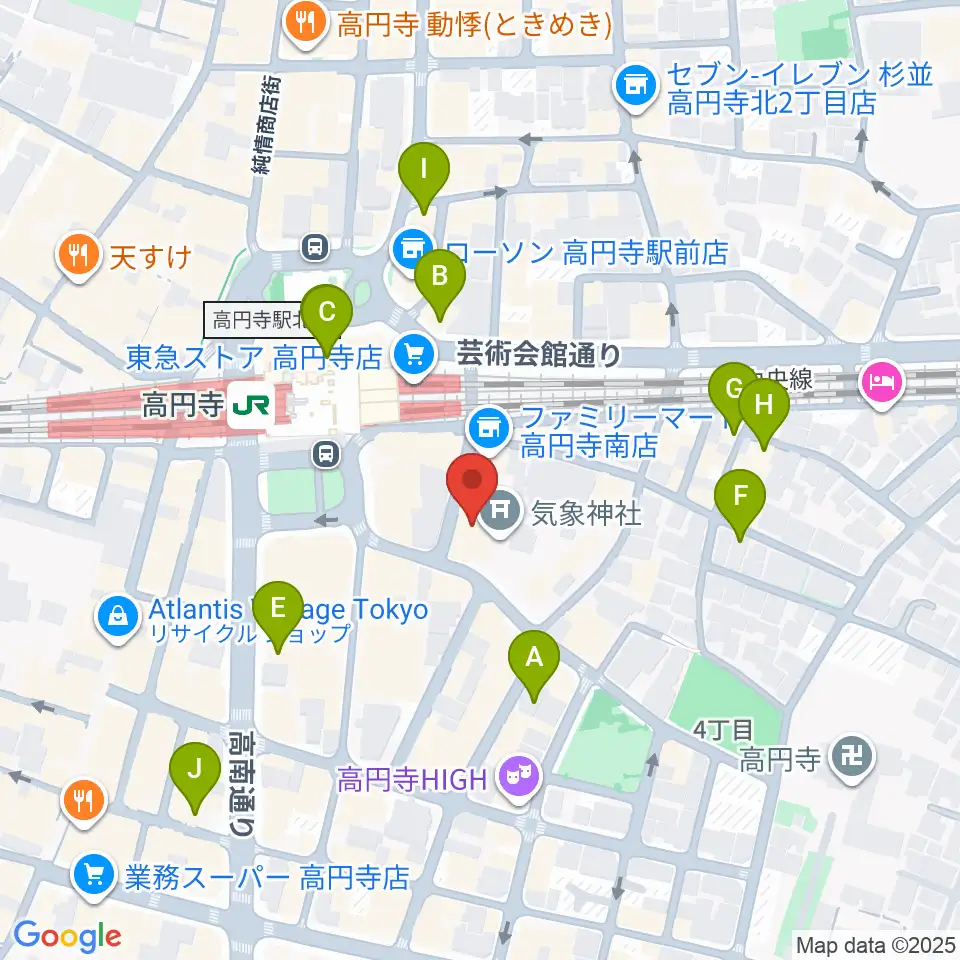 アトリエファンファーレ高円寺周辺のホテル一覧地図