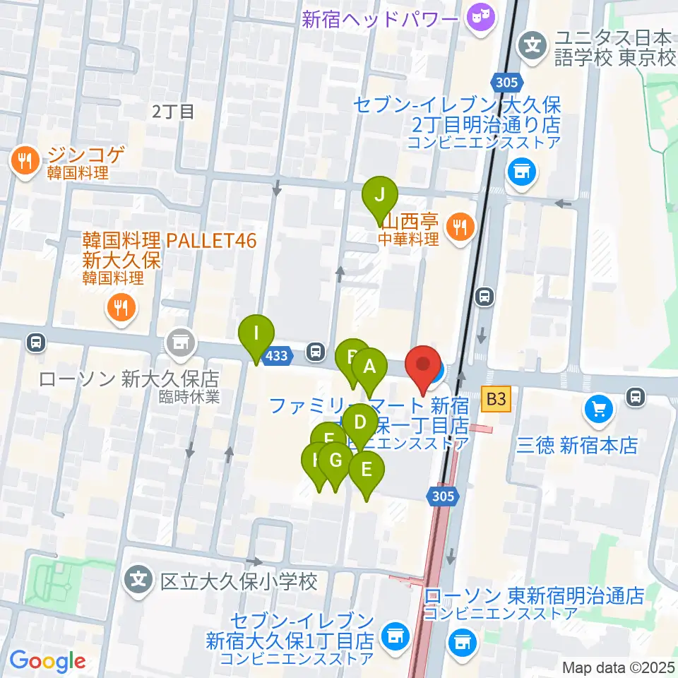 アトリエファンファーレ東新宿周辺のホテル一覧地図
