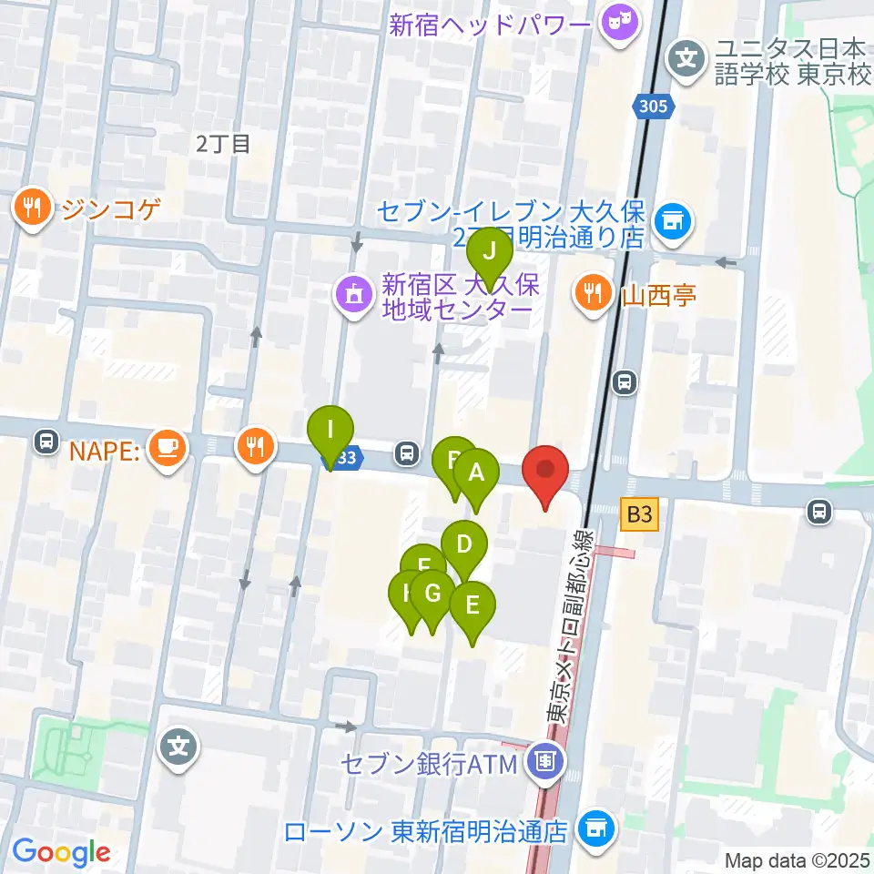 アトリエファンファーレ東新宿周辺のホテル一覧地図