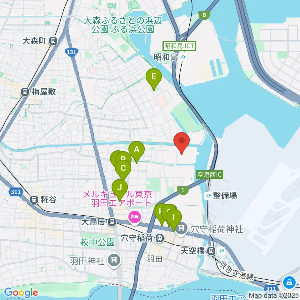 羽田スタジオ周辺のホテル一覧地図
