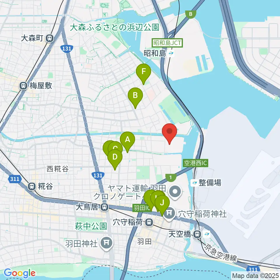 羽田スタジオ周辺のホテル一覧地図
