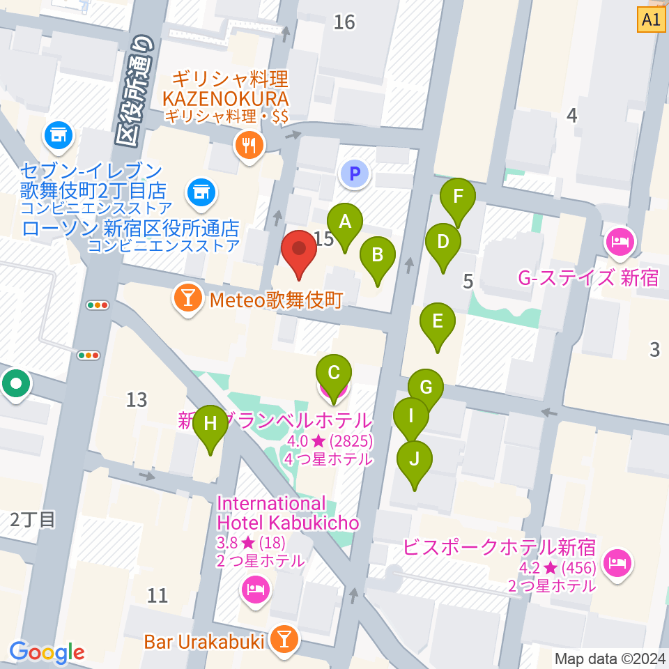 コフレリオ新宿シアター周辺のホテル一覧地図