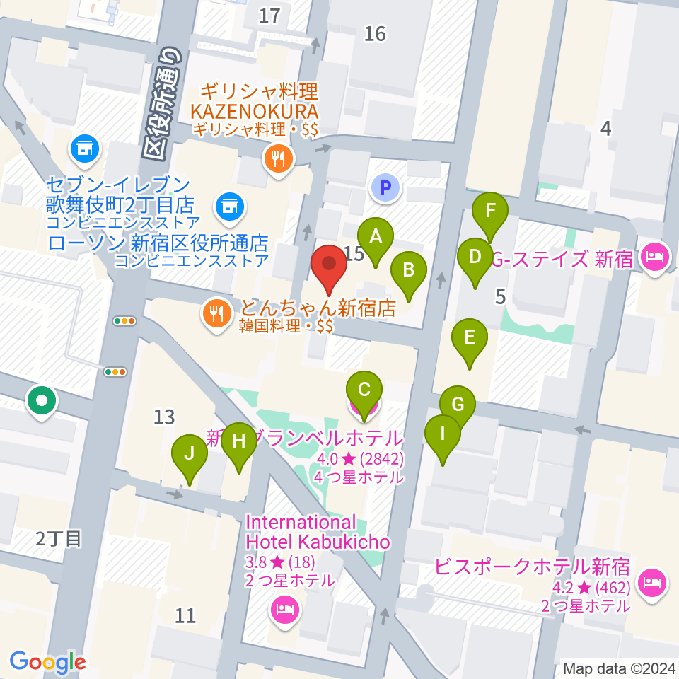 コフレリオ新宿シアター周辺のホテル一覧地図