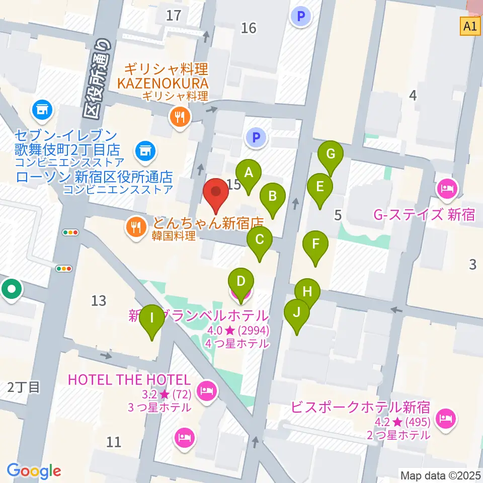 コフレリオ新宿シアター周辺のホテル一覧地図