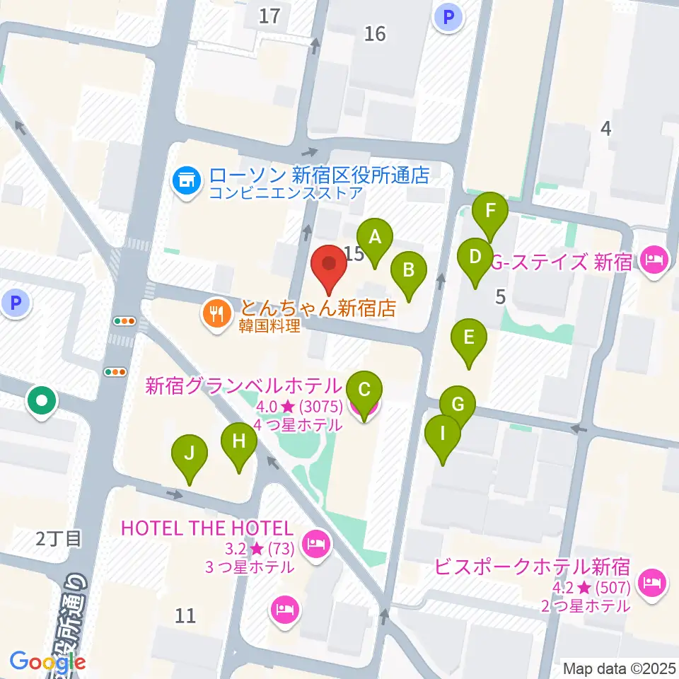 コフレリオ新宿シアター周辺のホテル一覧地図