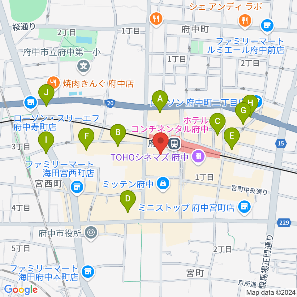 府中の森芸術劇場分館周辺のホテル一覧地図