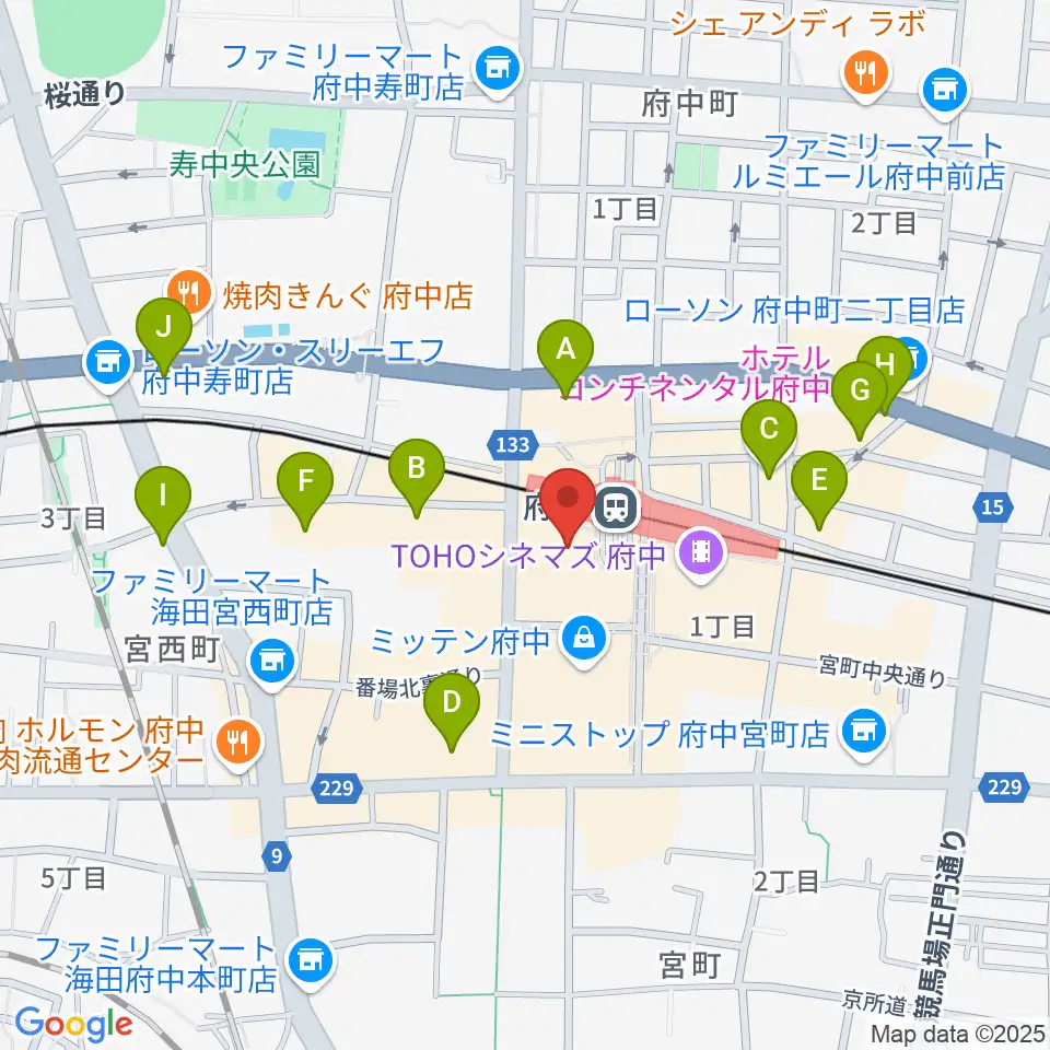府中の森芸術劇場分館周辺のホテル一覧地図