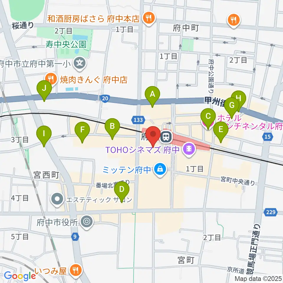 府中の森芸術劇場分館周辺のホテル一覧地図