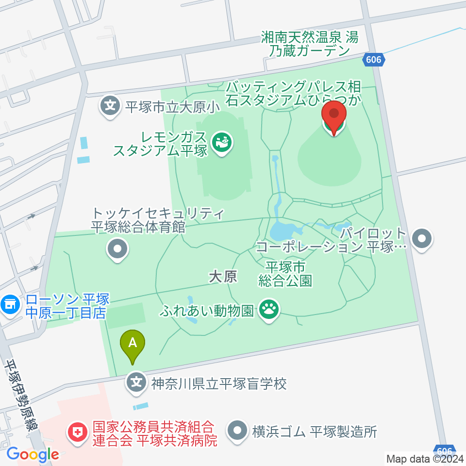 バッティングパレス相石スタジアムひらつか周辺のホテル一覧地図