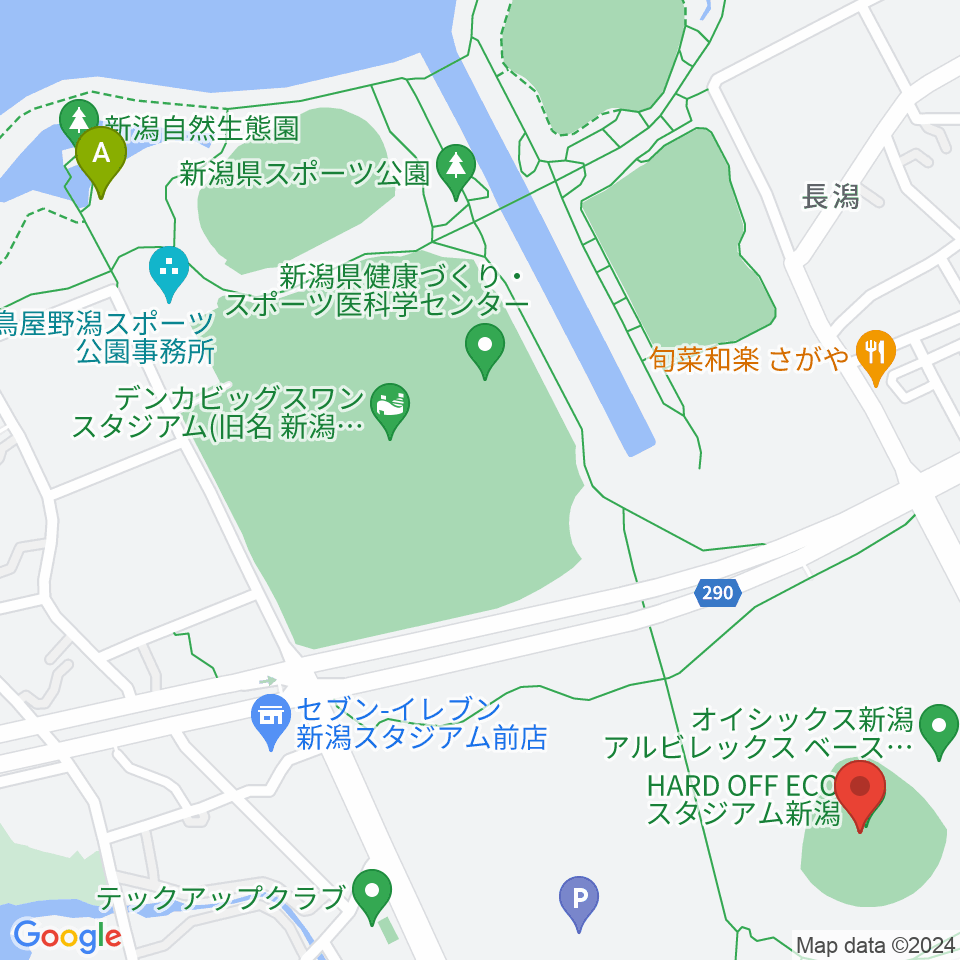 ハードオフエコスタジアム新潟周辺のホテル一覧地図