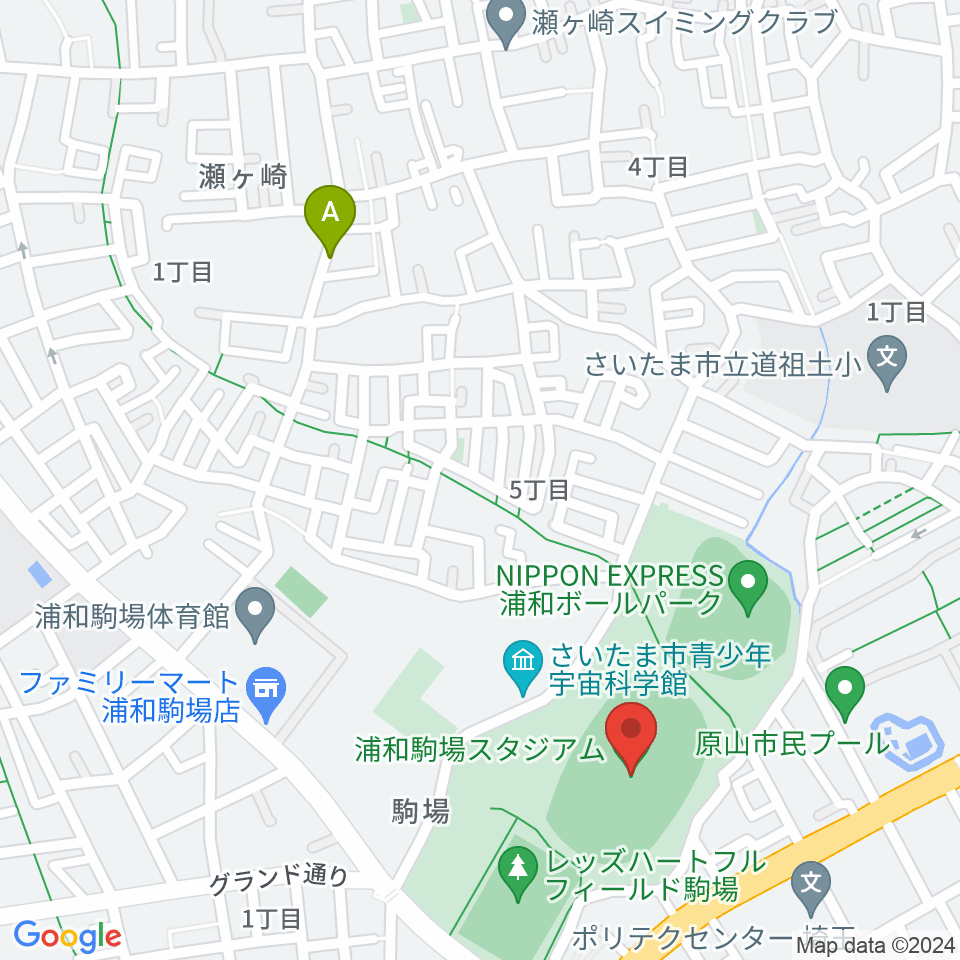 浦和駒場スタジアム周辺のホテル一覧地図