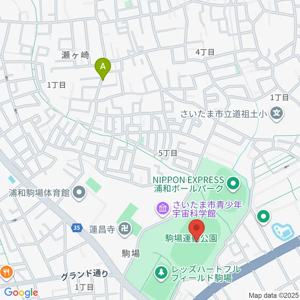 浦和駒場スタジアム周辺のホテル一覧地図