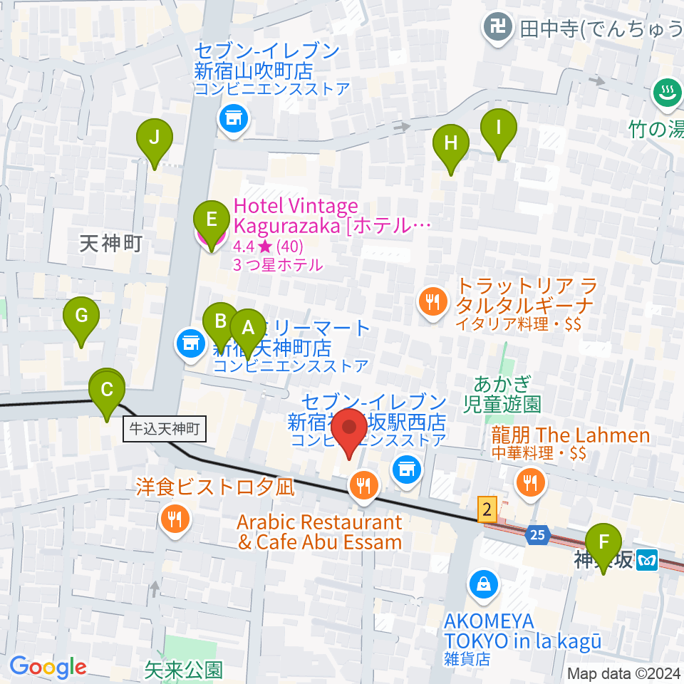 神楽坂マッシュレコード周辺のホテル一覧地図