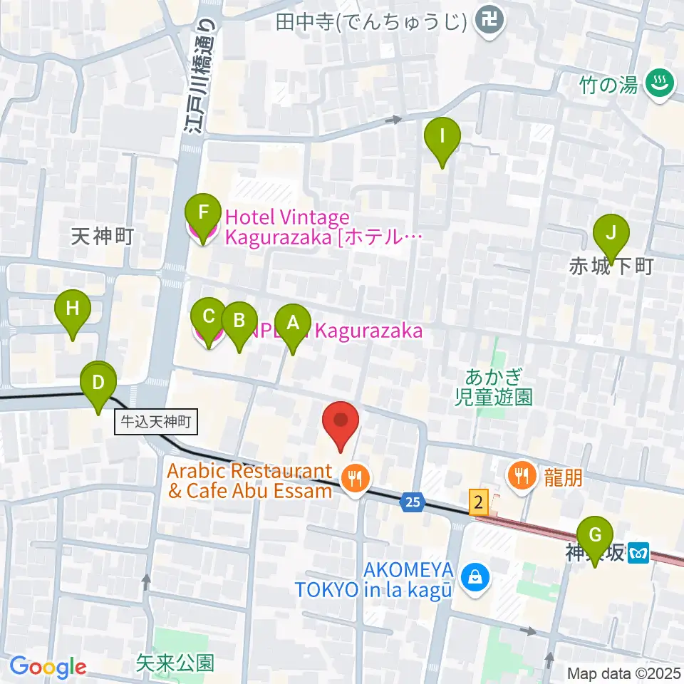 神楽坂マッシュレコード周辺のホテル一覧地図