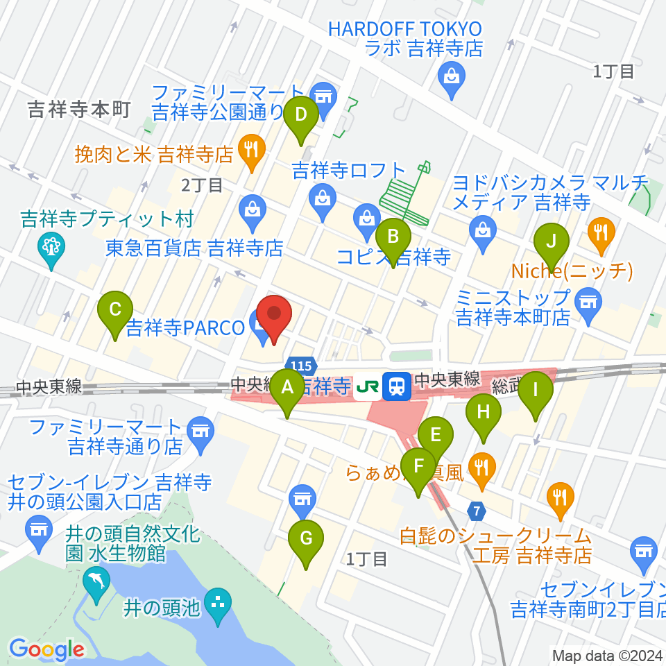 島村楽器 吉祥寺パルコ店周辺のホテル一覧地図