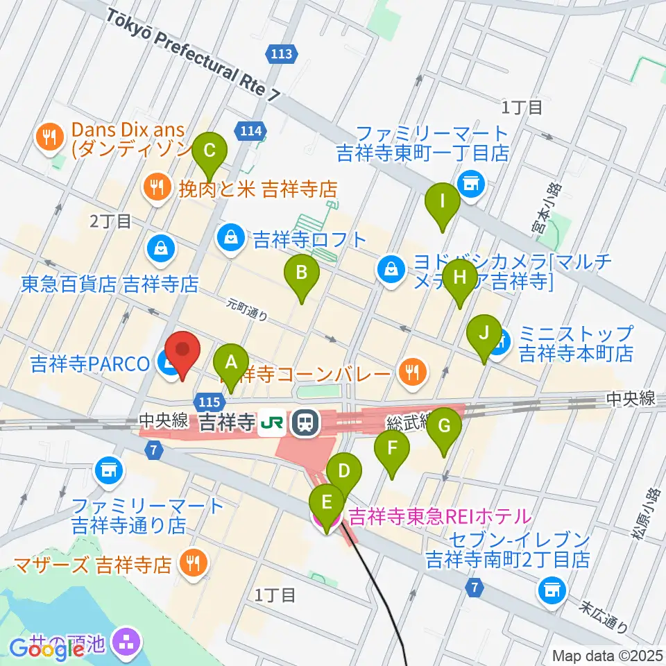 島村楽器 吉祥寺パルコ店周辺のホテル一覧地図