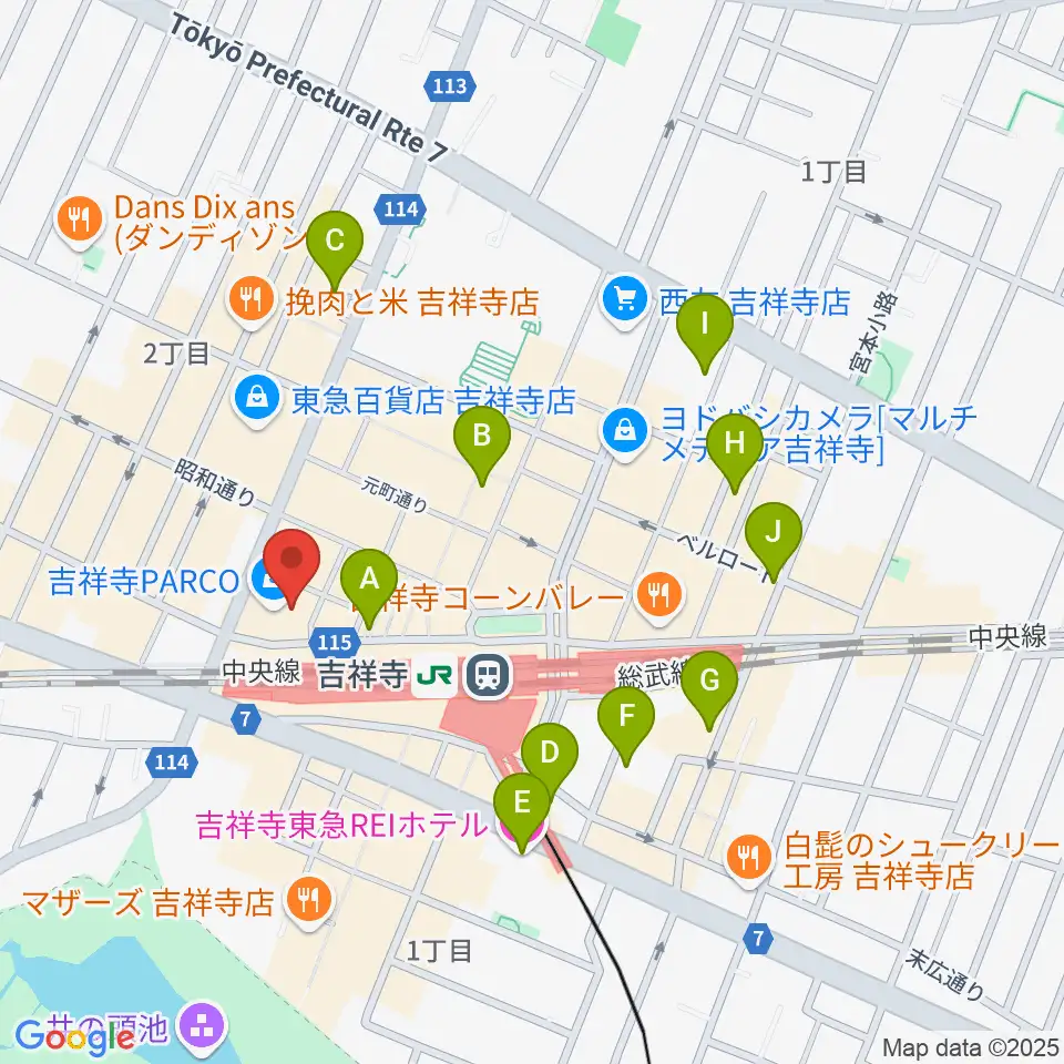 島村楽器 吉祥寺パルコ店周辺のホテル一覧地図