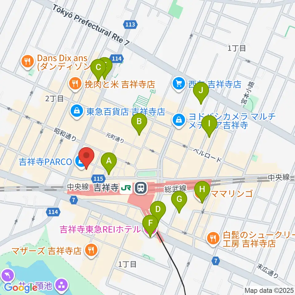 島村楽器 吉祥寺パルコ店周辺のホテル一覧地図