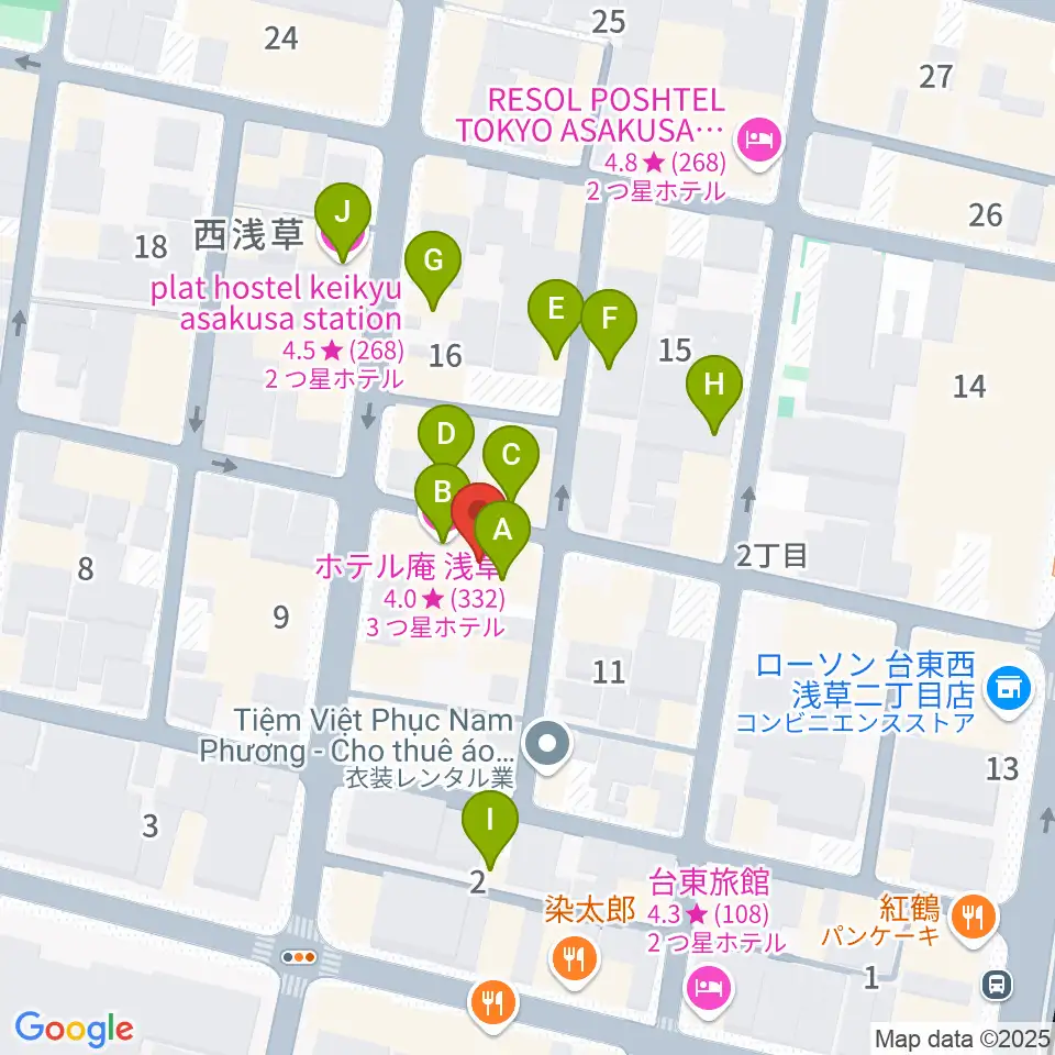 西浅草マルス周辺のホテル一覧地図