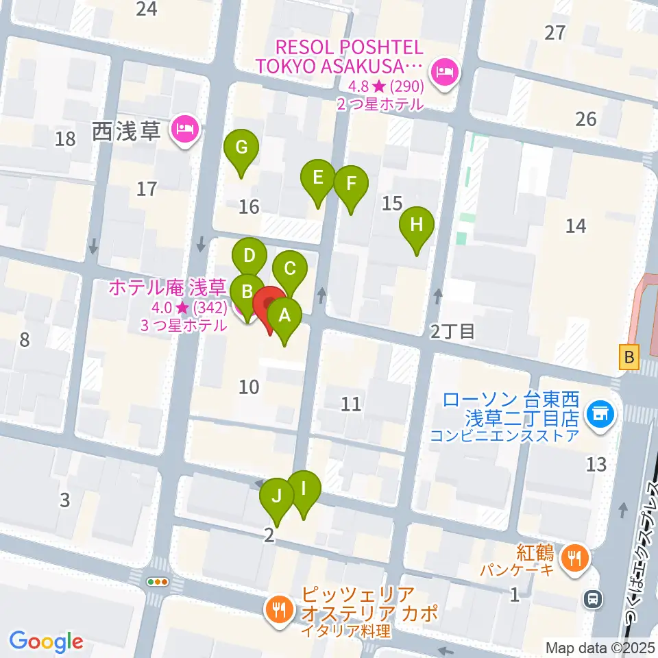西浅草マルス周辺のホテル一覧地図