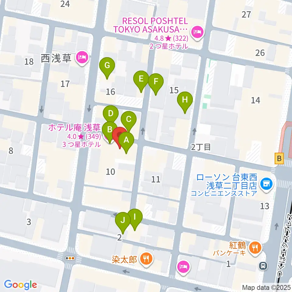 西浅草マルス周辺のホテル一覧地図