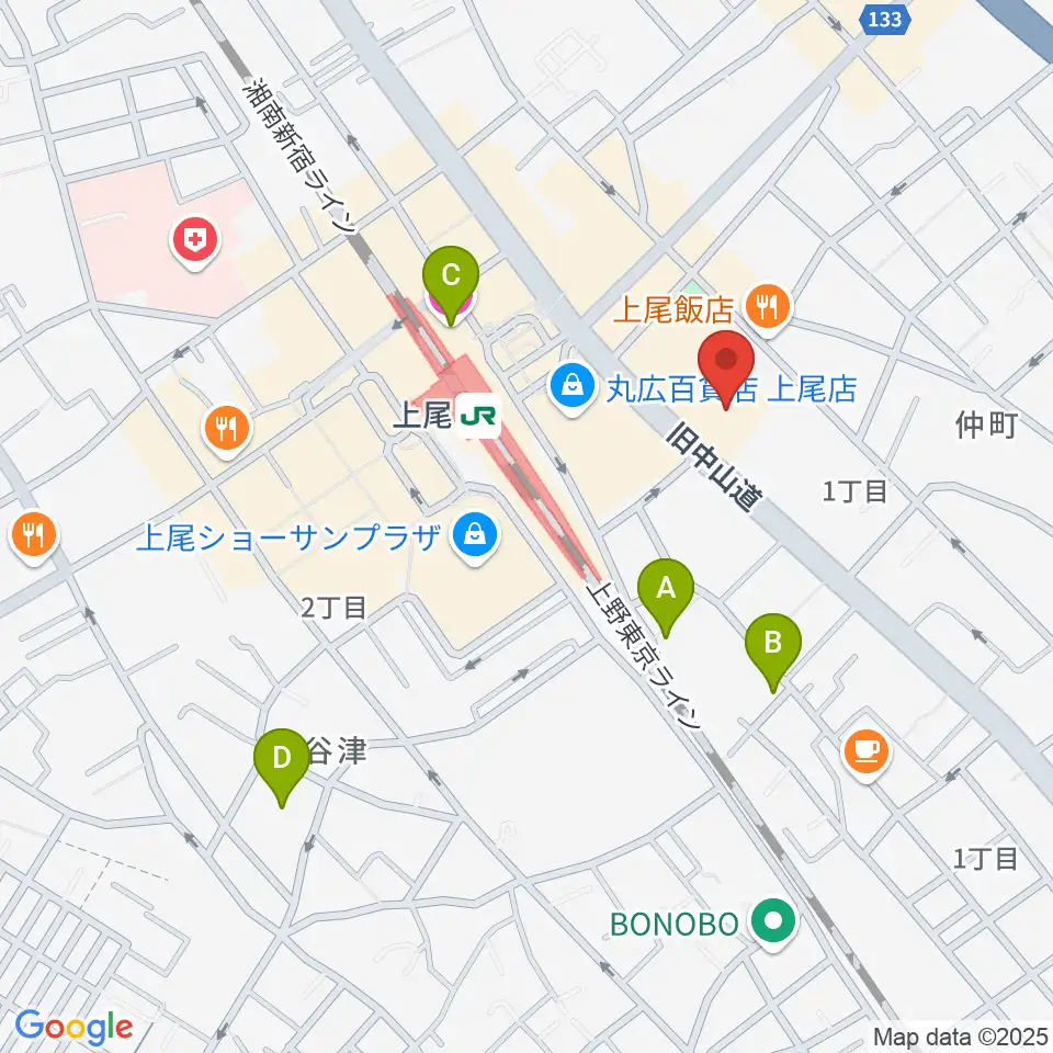 ワイワイミュージックスタジオ 上尾店周辺のホテル一覧地図