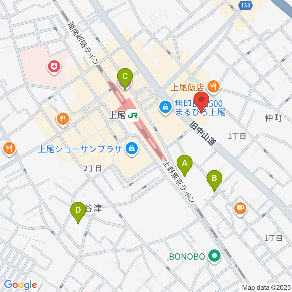ワイワイミュージックスタジオ 上尾店周辺のホテル一覧地図