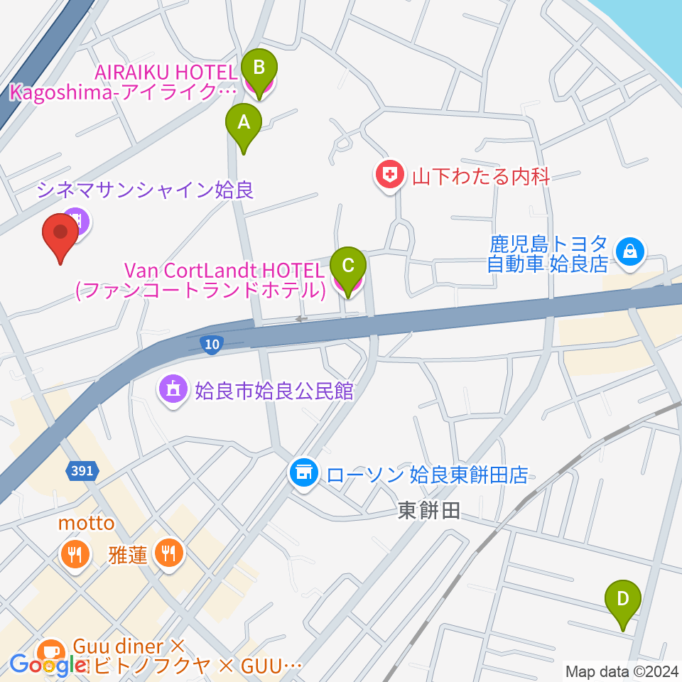 あいらびゅーFM周辺のホテル一覧地図