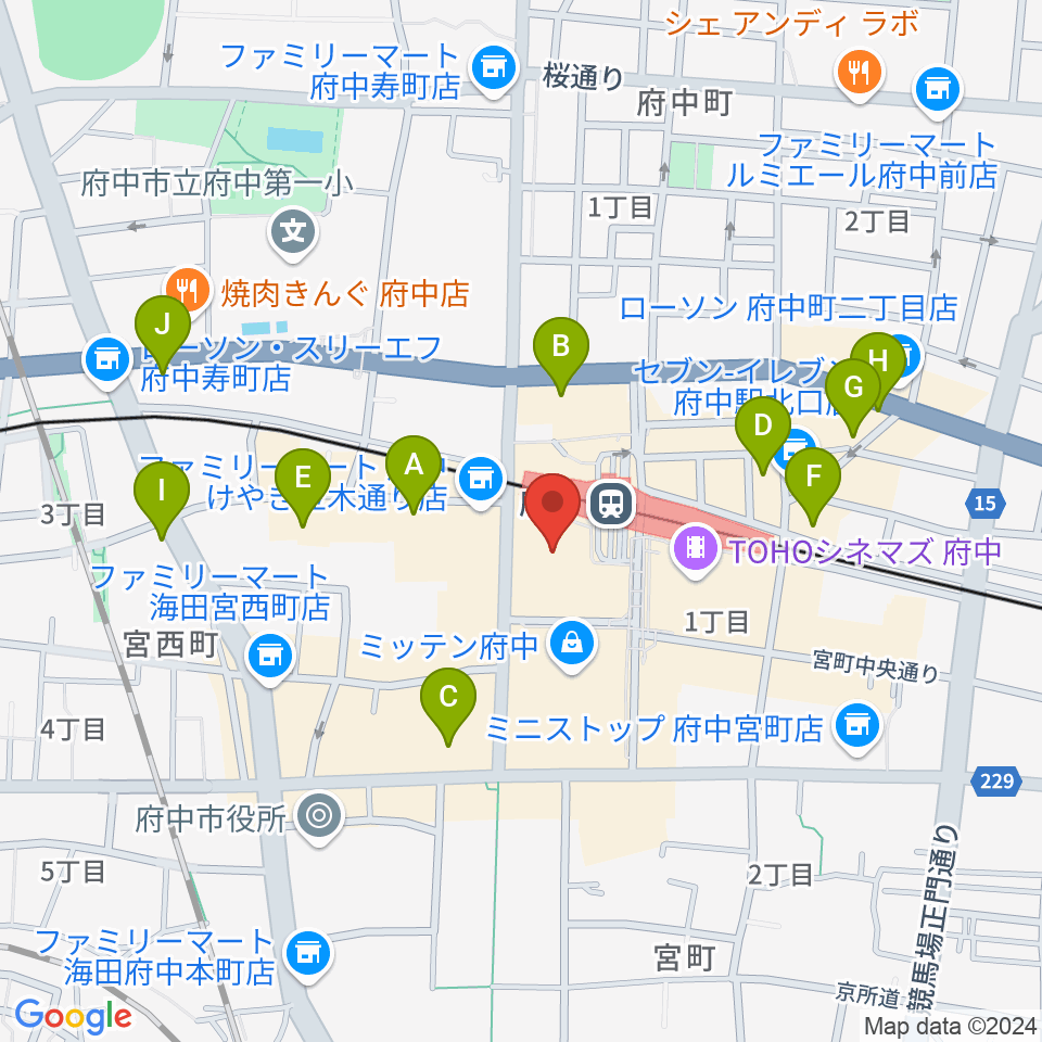 宮地楽器 MUSIC JOY府中周辺のホテル一覧地図